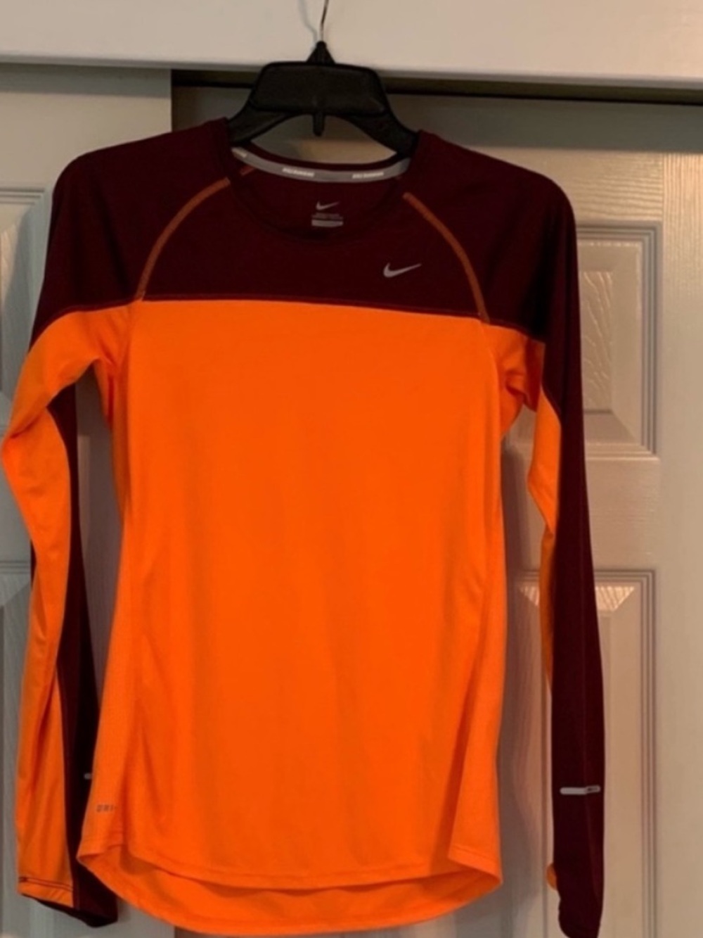 Nike Orange and Maroon Long-Sleeve Athletic Top